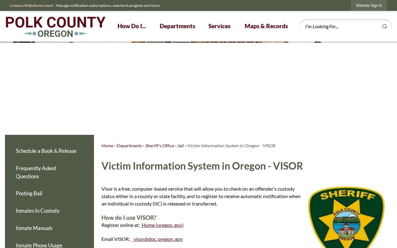 Polk County custody notification information for jail and release records