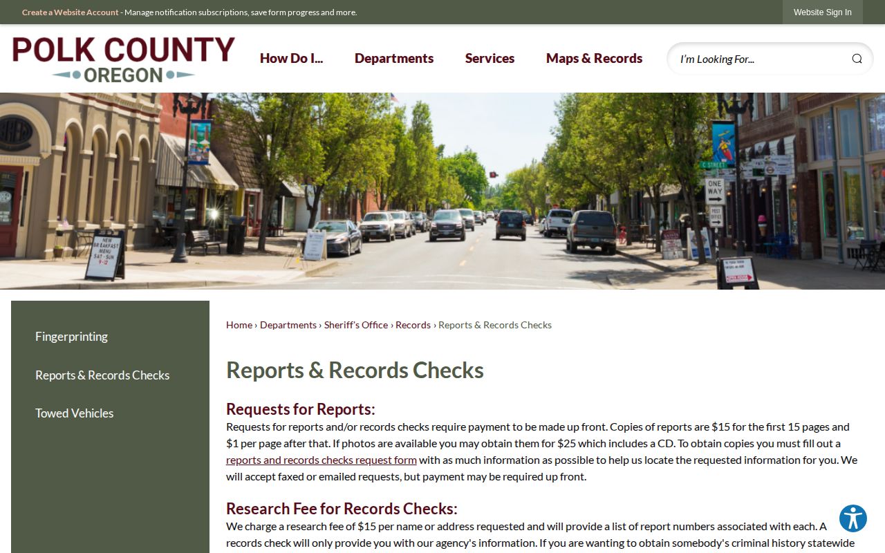 Polk County booking record request guidance from the Sheriff records office